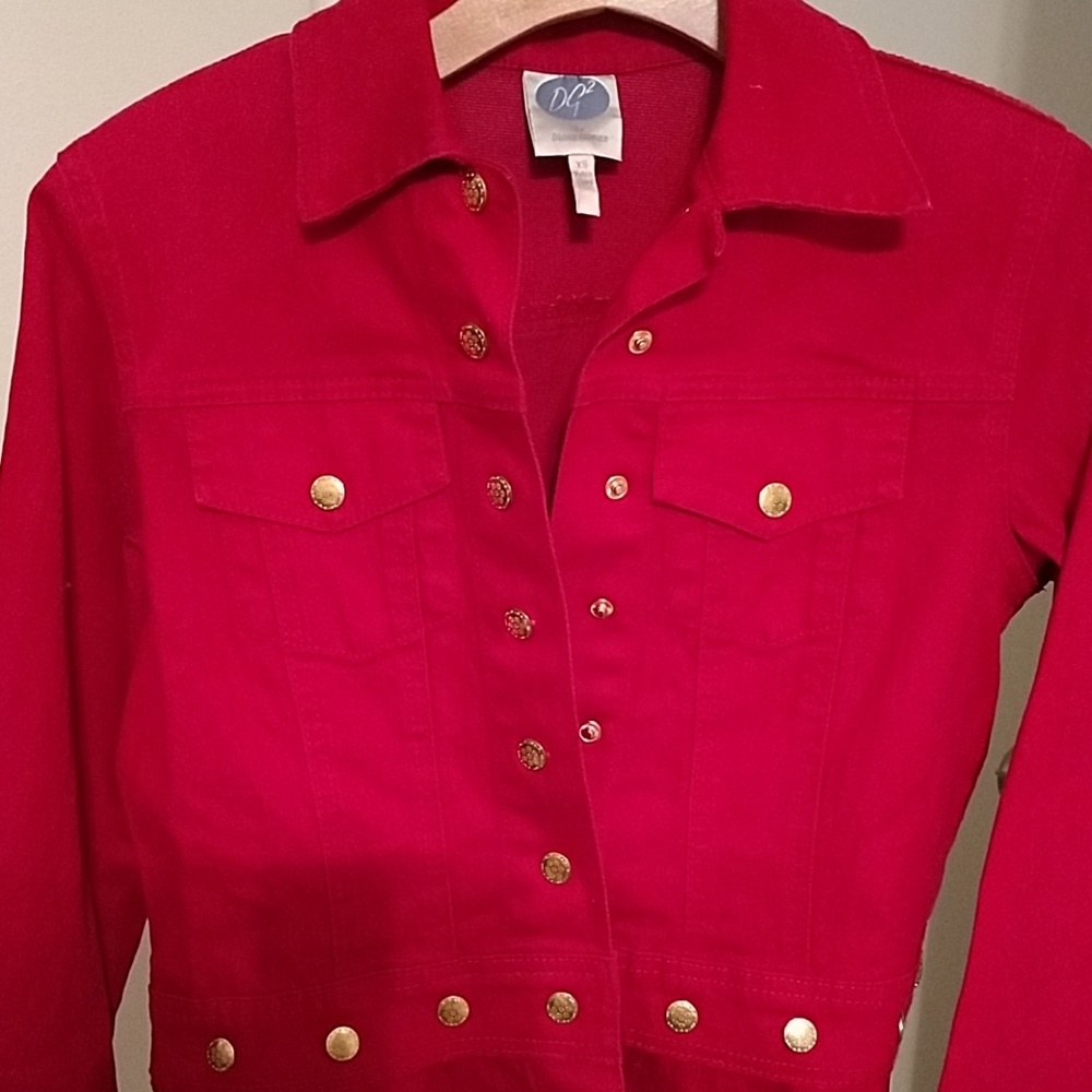 Dg2 red jean jacket with removable bottom